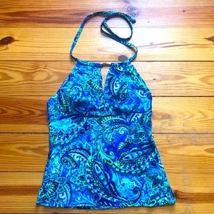 Chaps Teal Tankini Halter Top, EUC, 8/M